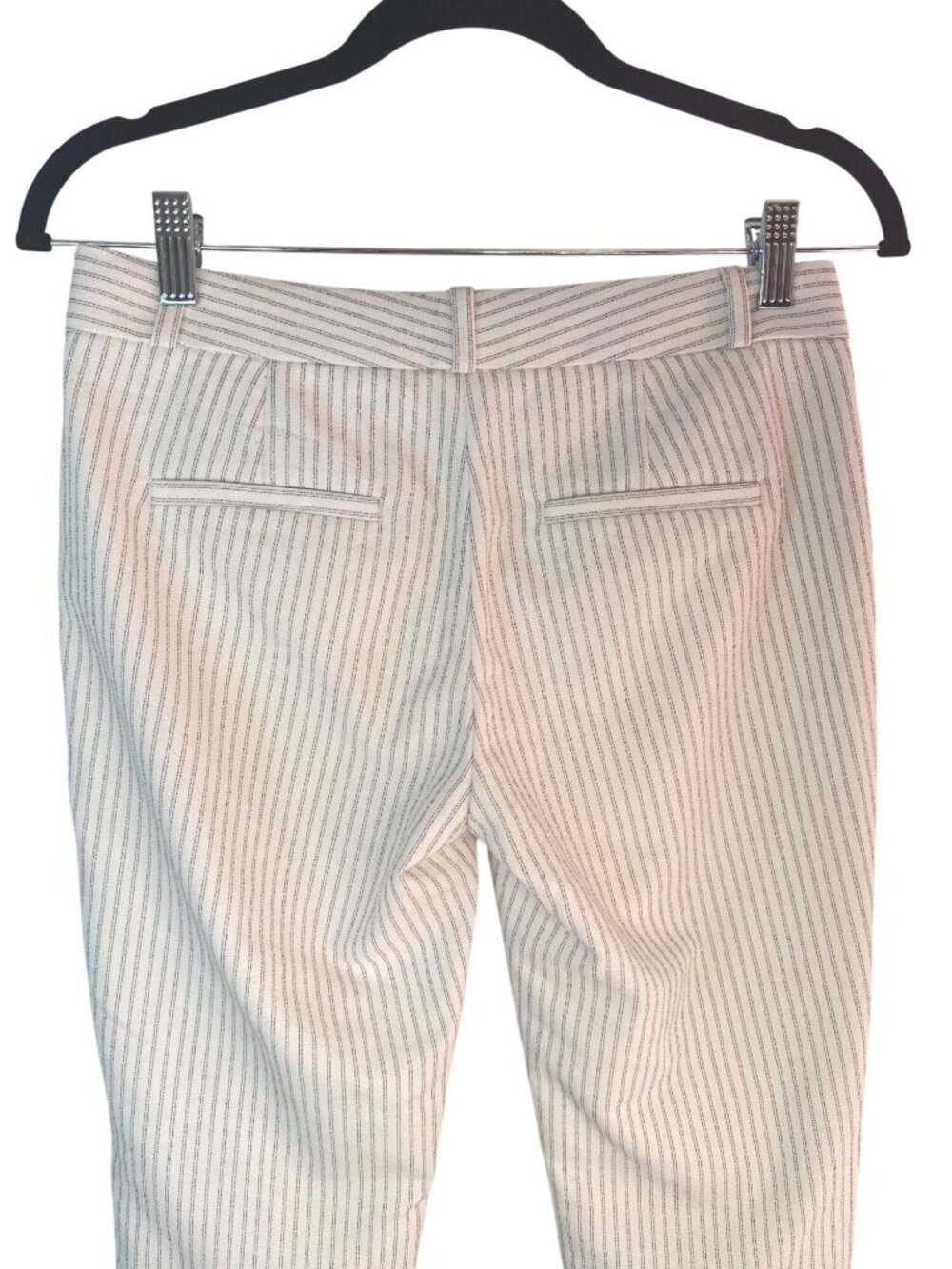 Banana Republic Avery Petite 00 White Striped Crop Pants With Pockets - Picture 13 of 14